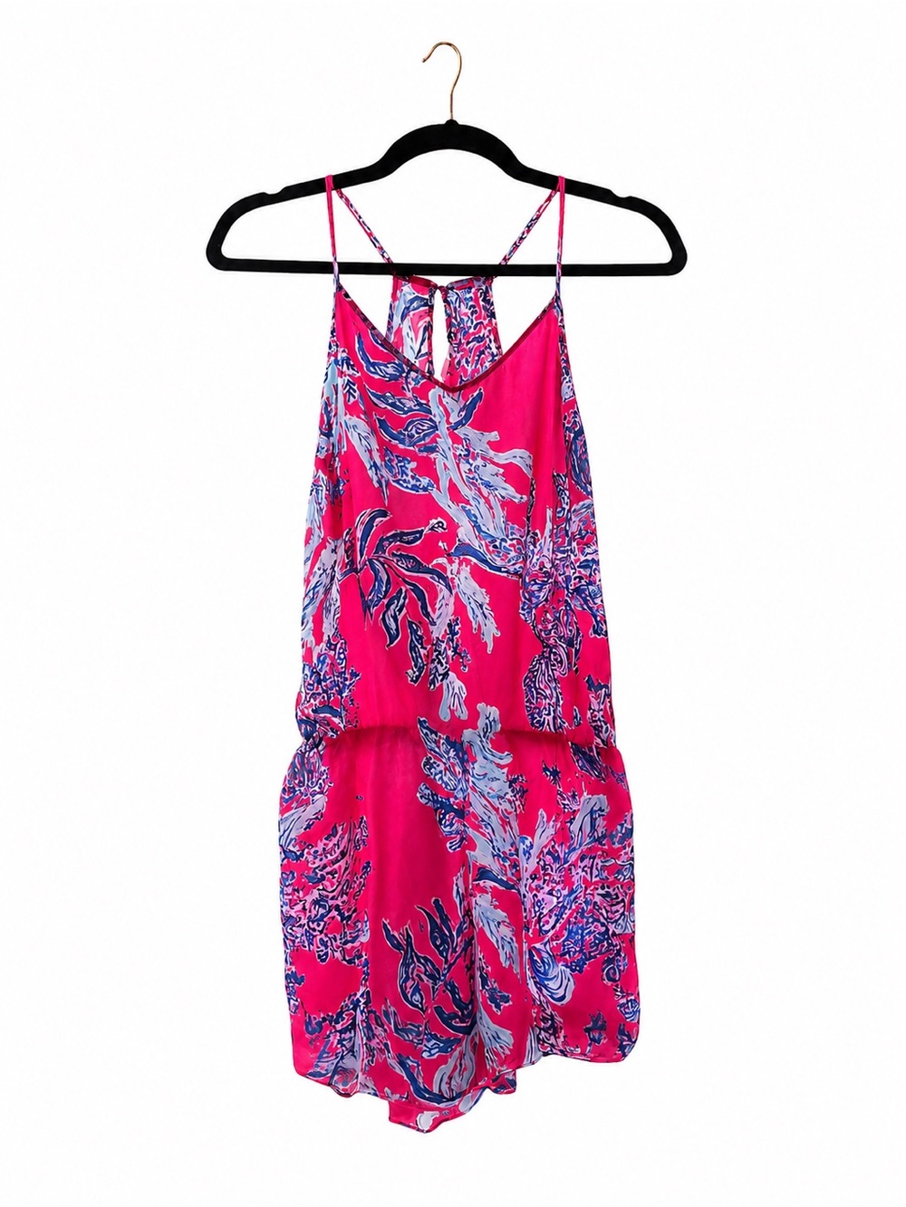 Lilly Pulitzer Hot Pink Floral Print One-Piece Romper Bodysuit XS